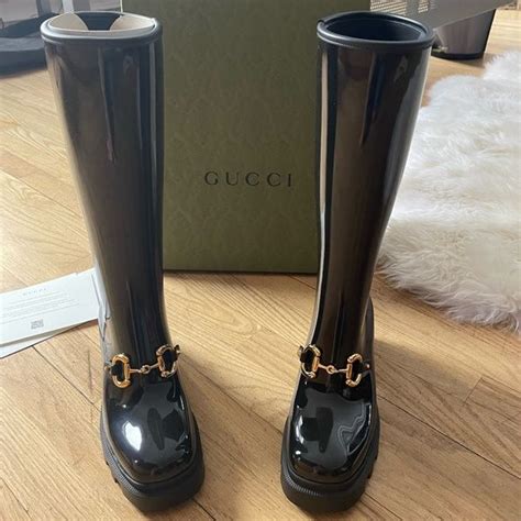 gucci clear wellington boots|gucci knee boots women.